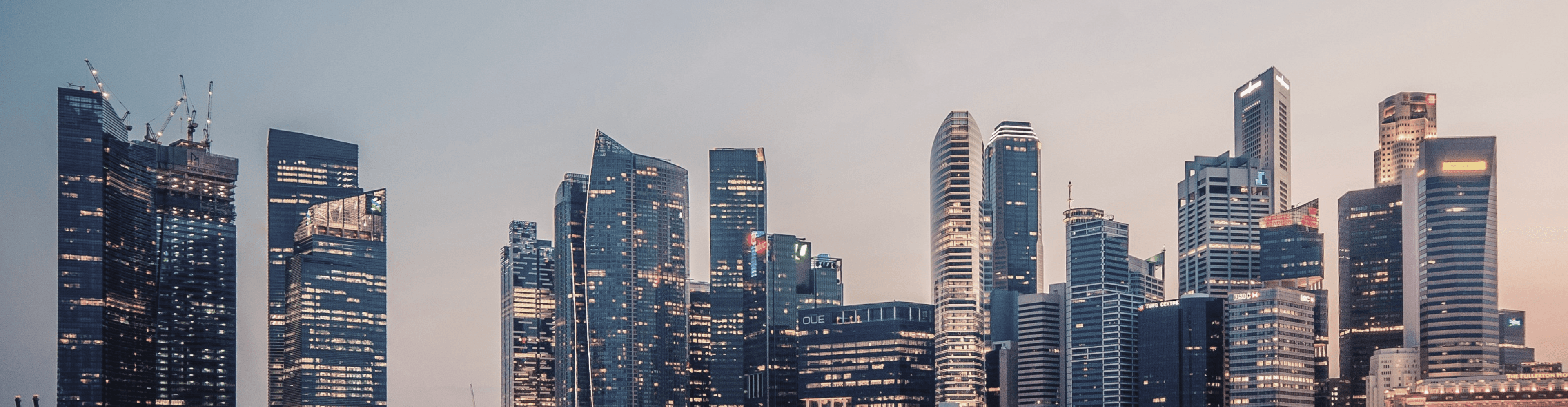 City skyline and office building